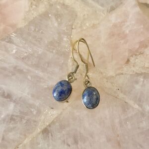 💙 Blue Lapis Lazuli gemstone oval stone earrings
